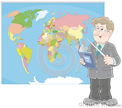 Geography teacher at lesson Vector Illustration