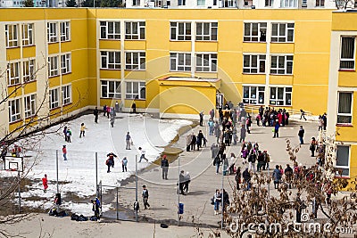 In the schoolyard Editorial Stock Photo