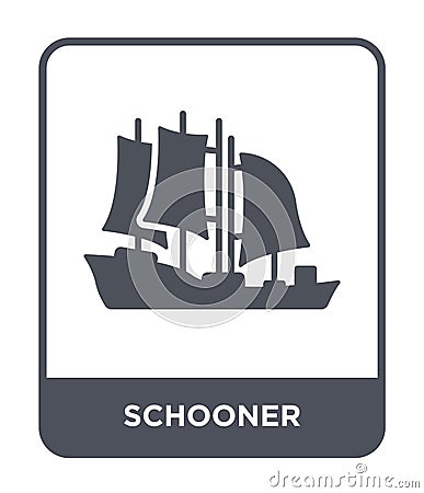 schooner icon in trendy design style. schooner icon isolated on white background. schooner vector icon simple and modern flat Vector Illustration