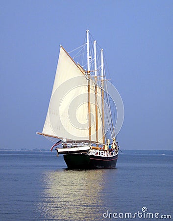 Schooner at Sea Stock Photo