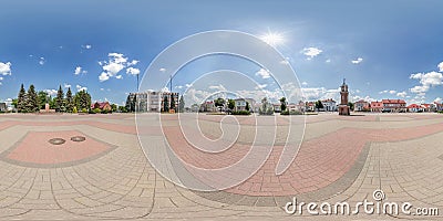 SCHUCHIN, BELARUS - MAY 2019: full seamless spherical hdri panorama 360 degrees angle view near historical building provincial Editorial Stock Photo