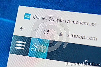 Schwab.com Web Site. Selective focus. Editorial Stock Photo