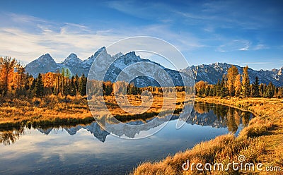 Schwabacher`s Landing, Grand Teton National Park Stock Photo