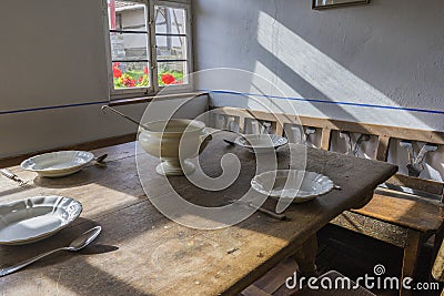 Schwaebisch Hall, Wackershofen, Germany - 15 October 2019: Interior views of a german village house Editorial Stock Photo