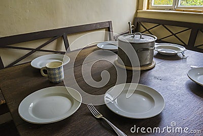 Schwaebisch Hall, Wackershofen, Germany - 15 October 2019: Interior views of a german village house Editorial Stock Photo