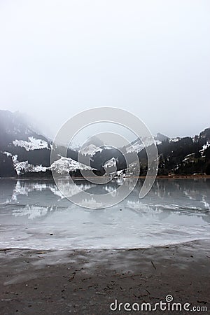 Schwarzsee or Lac Noir Black Lake Stock Photo