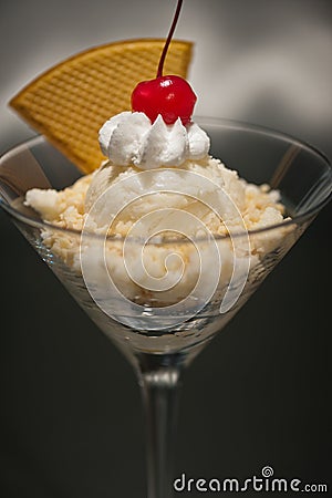 Schwarzwaelder Kirsch ice cream in a Martini glass Stock Photo