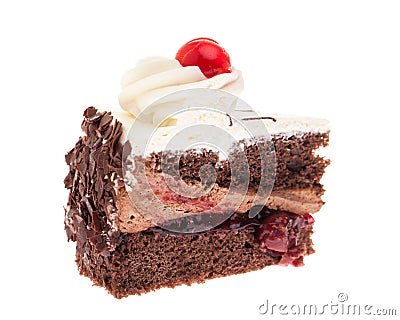 `SchwarzwÃ¤lderkirschtorte` - A small piece of Black Forest Cake Stock Photo