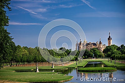 Schwerin castle garden on a bright sunny day Stock Photo
