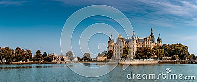 Panorama view of the castle of Schwerin in Mecklenburg-Vorpommern Editorial Stock Photo