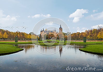 Schwerin Palace and palace garden Stock Photo