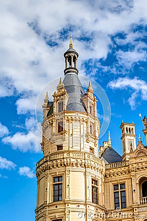 Schwerin Palace in romantic Historicism architecture style Stock Photo