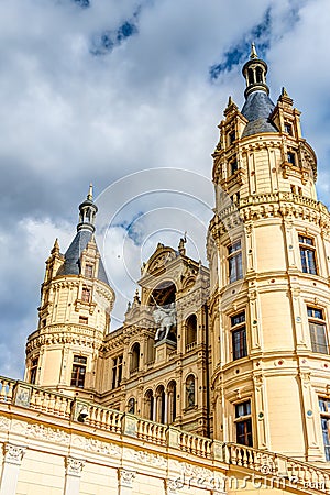 Schwerin Palace in romantic Historicism architecture style Stock Photo