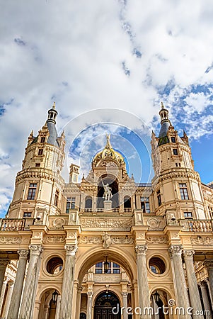 Schwerin Palace in romantic Historicism architecture style Stock Photo