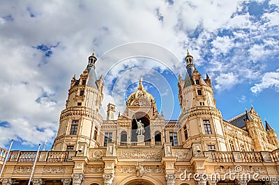 Schwerin Palace in romantic Historicism architecture style Stock Photo