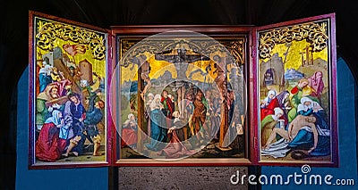 The SchÃ¤ufelein altar from 1520 in the collegiate church of TÃ¼bingen. Baden WÃ¼rttemberg, Germany Editorial Stock Photo