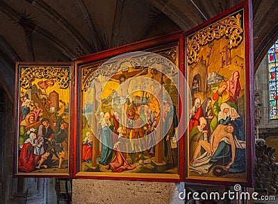 The SchÃ¤ufelein altar from 1520 in the collegiate church of TÃ¼bingen. Baden WÃ¼rttemberg, Germany Editorial Stock Photo