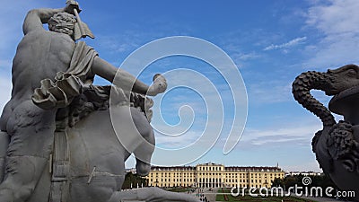 SchÃ¶nbrunn Castle from Neptune Fountain Editorial Stock Photo