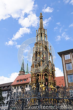 SchÃ¶ner Brunnen - NÃ¼rnberg/Nuremberg, Germany Stock Photo