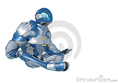 Sci fi astronaut cartoon doing yoga side view in a white background Cartoon Illustration