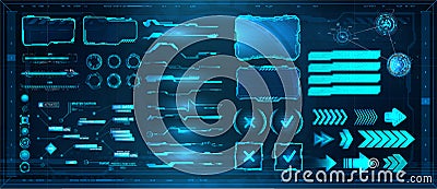 Sci-fi digital interface elements HUD for Game, UI, UX, KIT. Futuristic User Interface, frame screens, Callouts titles Vector Illustration