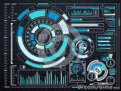 Sci-fi futuristic virtual graphic touch user interface HUD Vector Illustration