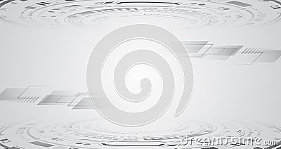 Sci-fi gray background with various technology elements. Science concept, circles with shadows and lines. Abstract hi tech Vector Illustration