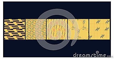 Sci-Fi Grid Seamless Geometric Pattern Bundle For Cyber Branding , Gaming and Tech Projects All in One Bundle Vector Illustration