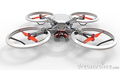 Sci-fi hi tech drone quadcopter with remote control Stock Photo