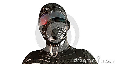 Sci-Fi Ninja, futuristic warrior in mask on white Stock Photo