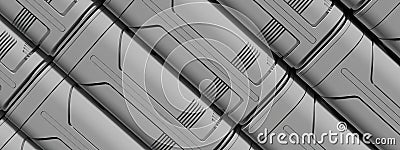 Sci-fi objects Mechanical items with striking new colors Gray abstract, elegant and modern 3D rendering image Stock Photo