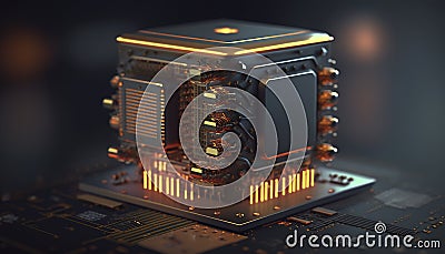 Sci-Fi Processor. Generative AI Stock Photo