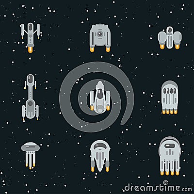 Sci-fi spaceships Vector Illustration