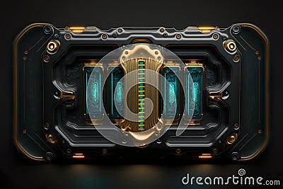 Sci-fi technology cyberpunk monitor interface mechanical device indicator texture illustration design Stock Photo