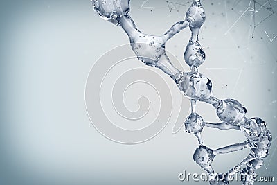 3d illustration of DNA molecule model from water. Stock Photo