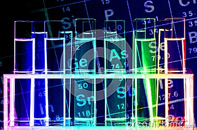 Science Background with Periodic Table. Stock Photo