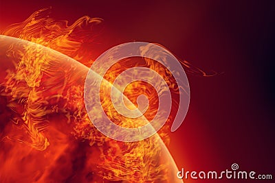 Science background - solar activity in space. Solar surface with solar flares, Burning of the sun. Global warming Vector Illustration