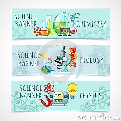 Science Banner Set Vector Illustration