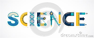 Science banner, typography and background Vector Illustration