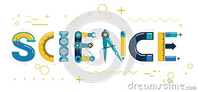 Science banner, typography and background Vector Illustration