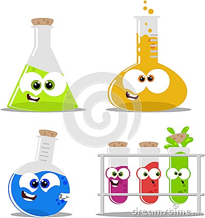 Science chemical flasks and beakers Stock Photo