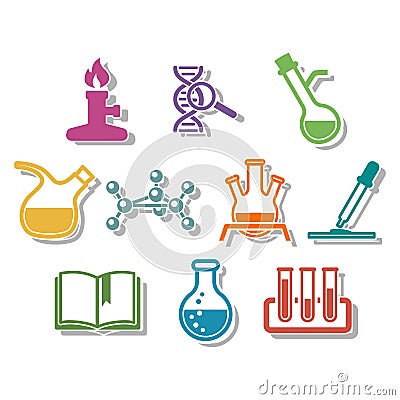 Science and chemistry icon set. Vector Illustration