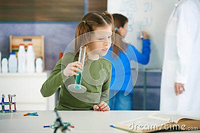 Science class at primary school Stock Photo