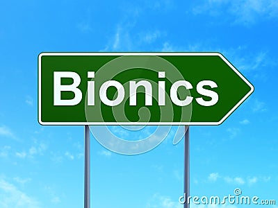 Science concept: Bionics on road sign background Stock Photo