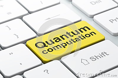 Science concept: Quantum Computation on computer keyboard background Stock Photo