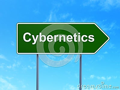 Science concept: Cybernetics on road sign background Stock Photo