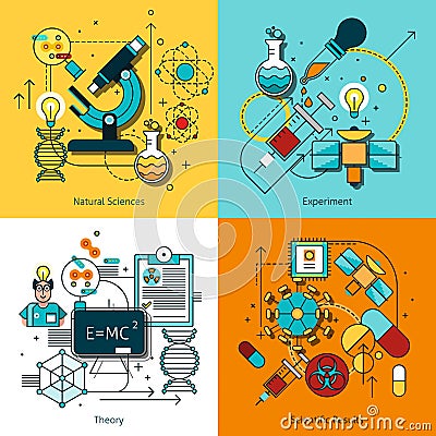 Science Concept Line Icons Set Vector Illustration
