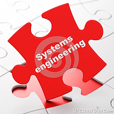 Science concept: Systems Engineering on puzzle background Stock Photo