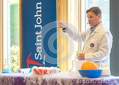 Science Demonstration With Thick Fog Editorial Stock Photo