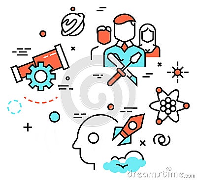 Science education concept. Creative student mind ideas Vector Illustration